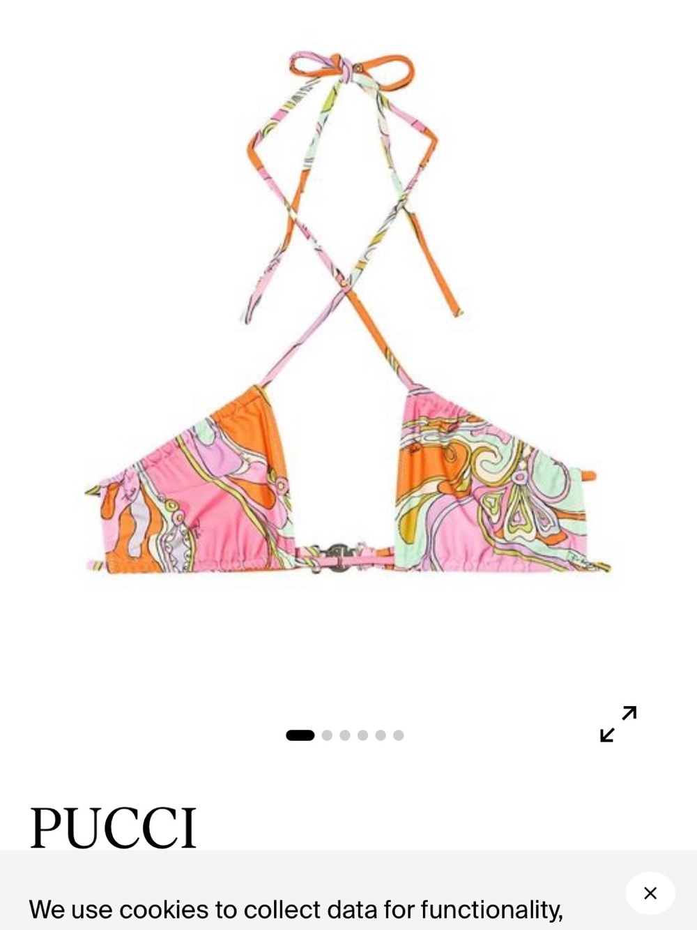 Emilio Pucci Pink and Orange Paisley Triangle Bikini Top